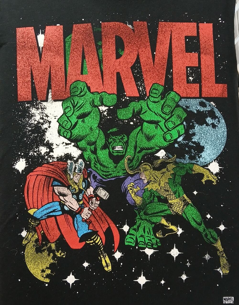 Old Navy Marvel Comics graphic tee unisex Medium black jack Hulk Thor Loki